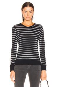 Enza Costa Cashmere Easy Sweatshirt In Blue,stripes