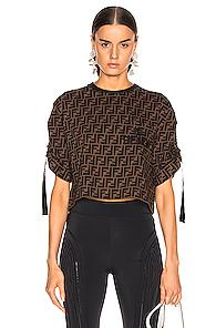 Fendi Ff Logo Top In Abstract,brown