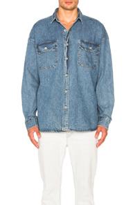 Fear Of God Denim Oversized Button Up In Blue