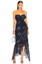 Jonathan Simkhai Metallic Asymmetrical Bustier Dress In Blue