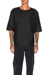 Lemaire Denim Short Sleeve Shirt In Blue
