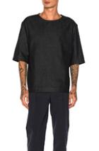 Lemaire Denim Short Sleeve Shirt In Blue