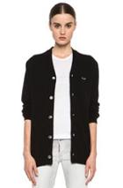 Comme Des Garcons Play Wool Cardigan With Black Emblem In Black