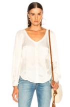 Raquel Allegra Gathered Sleeve Blouse In White