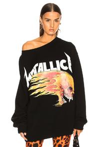 R13 Flaming Skull Sweatshirt In Black