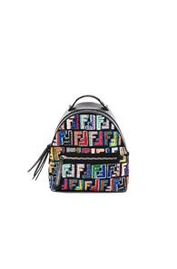 Fendi Mini Ff Embroidered Backpack In Black