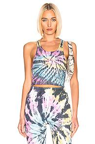 Frankie B Sade Crystal Crop Tank In Blue,gray,ombre & Tie Dye,pink,yellow