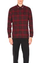 Valentino Studded Collar Plaid Shirt In Checkered & Plaid,red