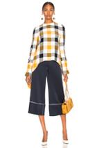 Monse Gingham Button Sleeve Top In Blue,checkered & Plaid,yellow
