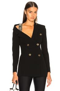Versace Double Breasted Blazer In Black