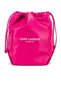 Saint Laurent Supple Logo Teddy Pouch In Pink