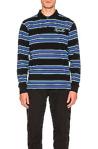 Martine Rose Jacquard Polo In Black,blue,stripes