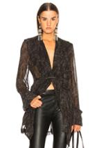 Ann Demeulemeester Pinstriped Sheer Sleeve Coat In Black,stripes