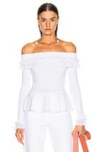 Jonathan Simkhai Lacey Applique Off Shoulder Top In White