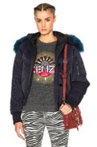 Kenzo Tech Jacket With Sheep Fur In Blue