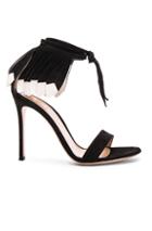 Gianvito Rossi Suede Feather Sandals In Black