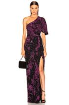 Zuhair Murad Patchwork Embroidery One Shoulder Gown In Purple,floral
