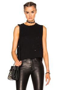 Amiri Shotgun Cropped Muscle Tank Top In Black