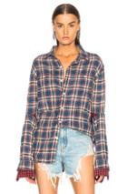 R13 Double Sleeve Shirt In Blue,checkered & Plaid