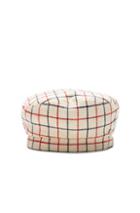 Maison Michel Reversible Florence Check Hat In Neutrals,plaid
