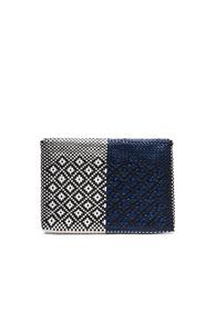 Truss Fwrd Exclusive Large Folio Bag In Blue,white,checkered & Plaid