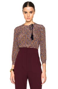 Derek Lam 10 Crosby Medallion Floral Blouse In Blue,floral