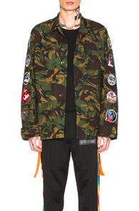 Off-white Field Jacket In Abstract,green