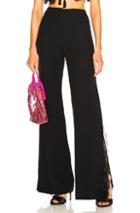 Alberta Ferretti Lace Trim Wide Leg Pants In Black