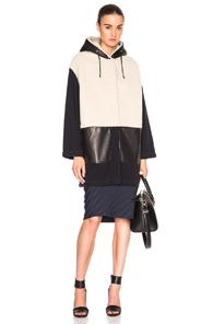 Prabal Gurung Fur Hooded Jacket In Blue,neutrals