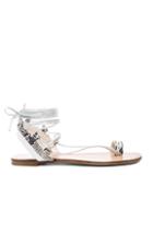 Stuart Weitzman Embossed Lasso Sandals In Gray,animal Print,metallics