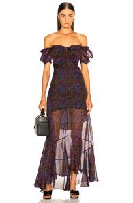 Raquel Diniz Alice Maxi Dress In Black,floral,purple,red