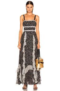 Ulla Johnson Brie Dress In Black,floral,pink,white