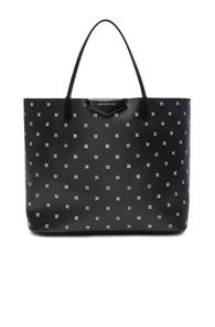 Givenchy Large Mini Lilies Print Antigona Tote In Black,floral