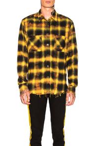 Amiri Tie Dye Blotch Plaid In Black,checkered & Plaid,yellow