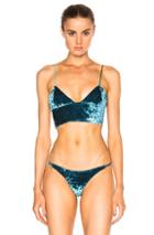 Fleur Du Mal Velvet Long Line Bra Top In Green