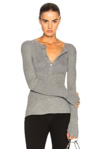 Enza Costa Cashmere Henley In Gray