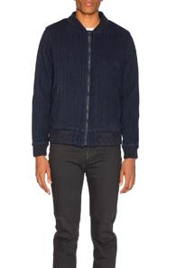 Naked & Famous Denim Dobby Denim Bomber In Blue