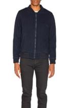 Naked & Famous Denim Dobby Denim Bomber In Blue