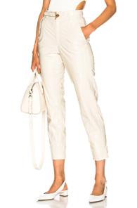 Zeynep Arcay Belted Patent Leather Pants In White