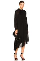 Tibi Asymmetric Ruffle Dress In Black