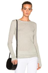 Enza Costa Cashmere Cuffed Crew Sweater In Gray
