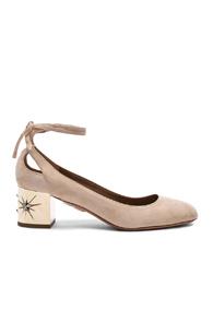 Aquazzura Suede Trinity Star Heels In Neutrals