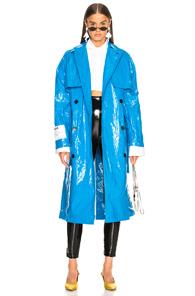 Msgm Coated Coat In Blue