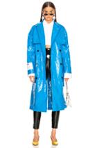 Msgm Coated Coat In Blue