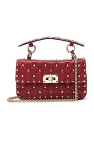 Valentino Small Rockstud Spike Shoulder Bag In Red