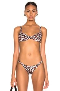 Caroline Constas Mykela Bikini Top In Animal Print,brown