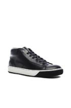 Lanvin Nappa Leather Mid Top Sneakers In Black