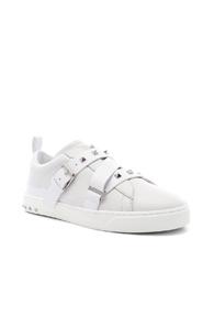 Valentino Studded Leather Strap Sneaker In White