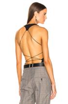 T By Alexander Wang Criss Cross Back Strap Bodysuit In Black