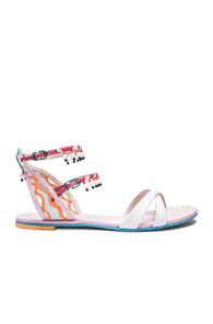 Sophia Webster Leather Nereida Nectarine Sandals In Neon,white,pink,orange